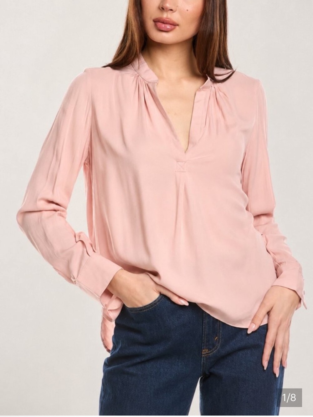 Light Pink V-Neck Long-Sleeve Blouse by Zadig&Voltaire